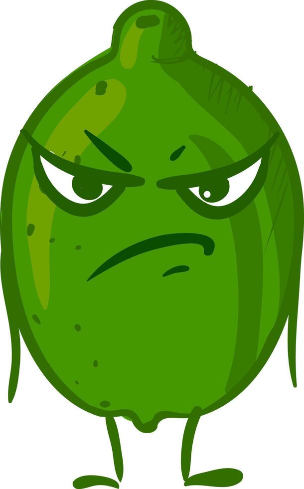 Angry lime fruit, illustration, vector on white background.