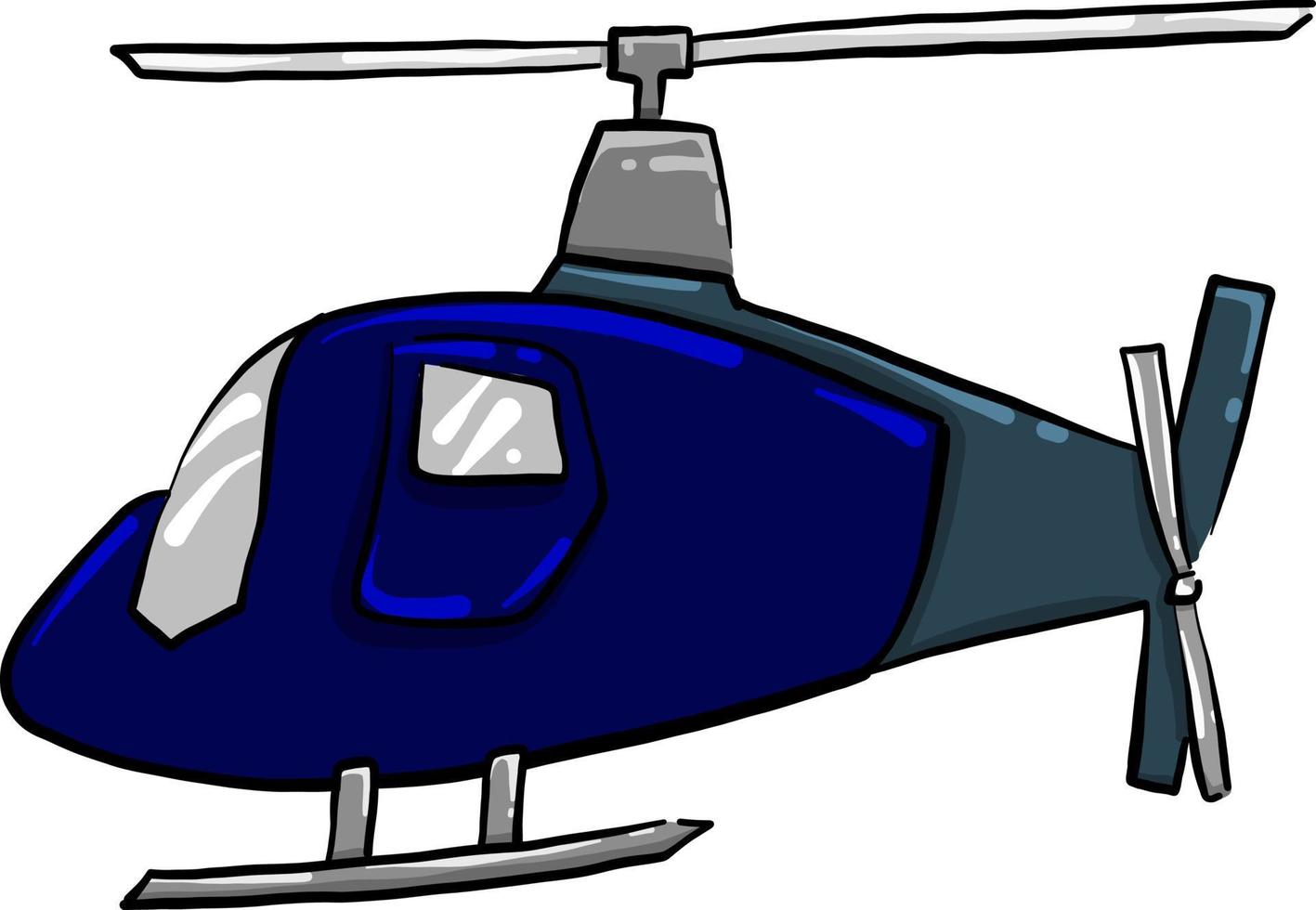 helicóptero azul, ilustración, vector sobre fondo blanco