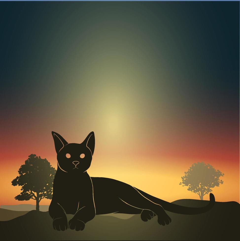 Black abstract silhouette lying cat vector