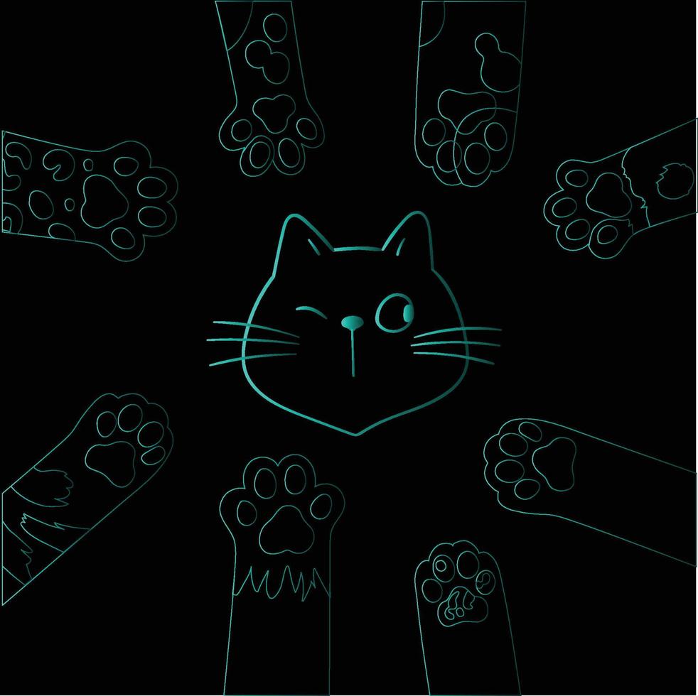 Cat Paws Outline Silhouette vector