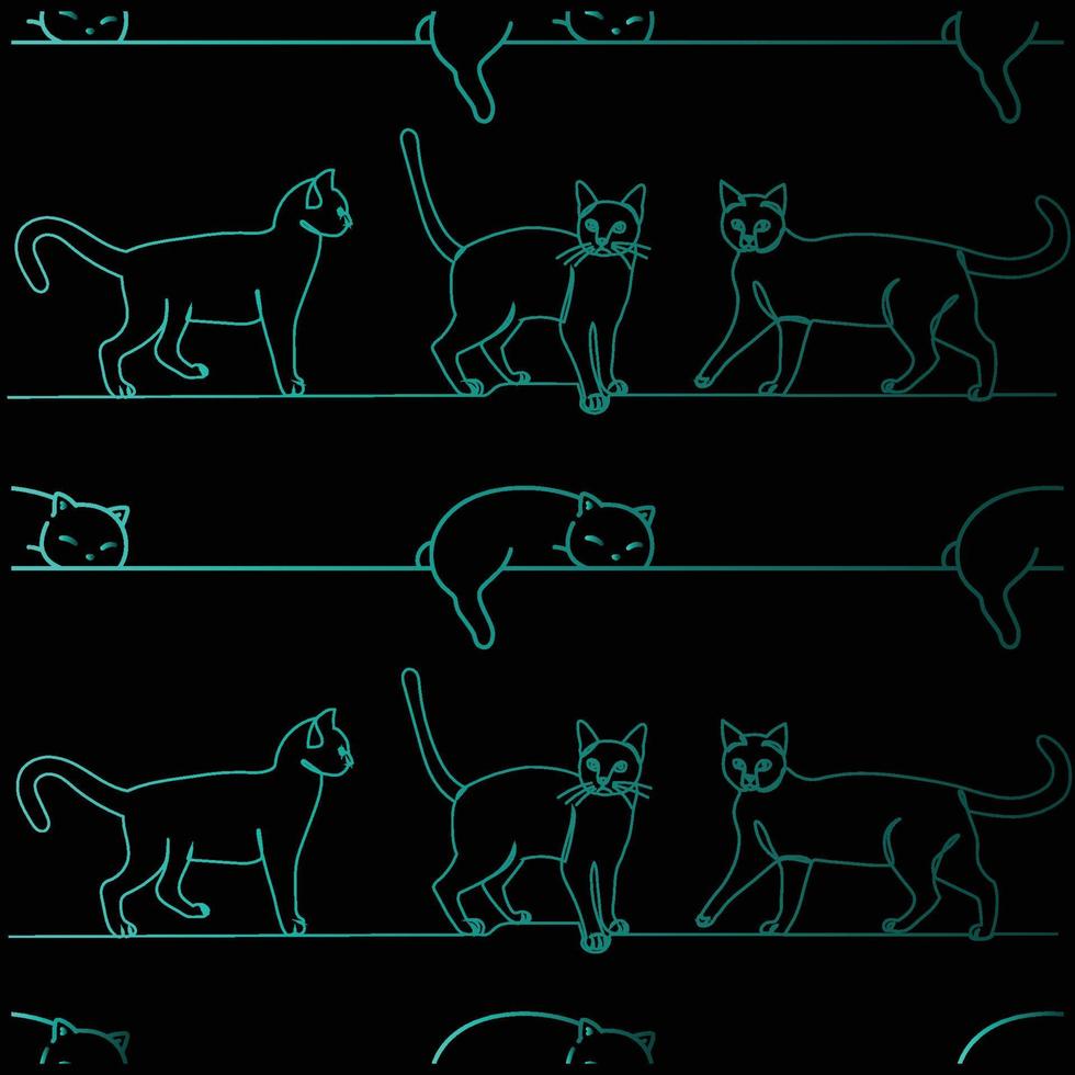 contorno gato silueta de patrones sin fisuras gatito vector