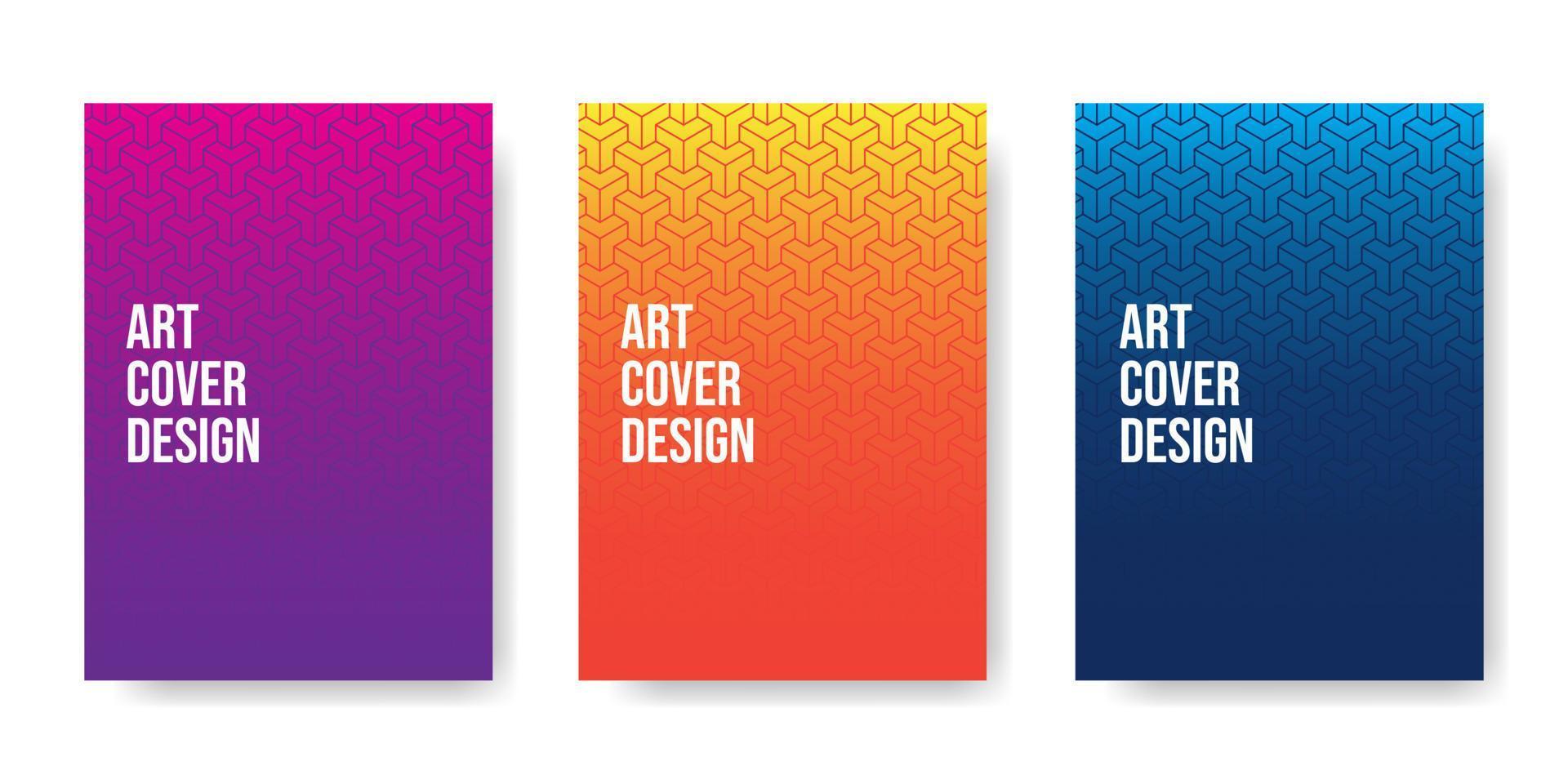 Set colorful cover design with seamless pattern. Vector illustration