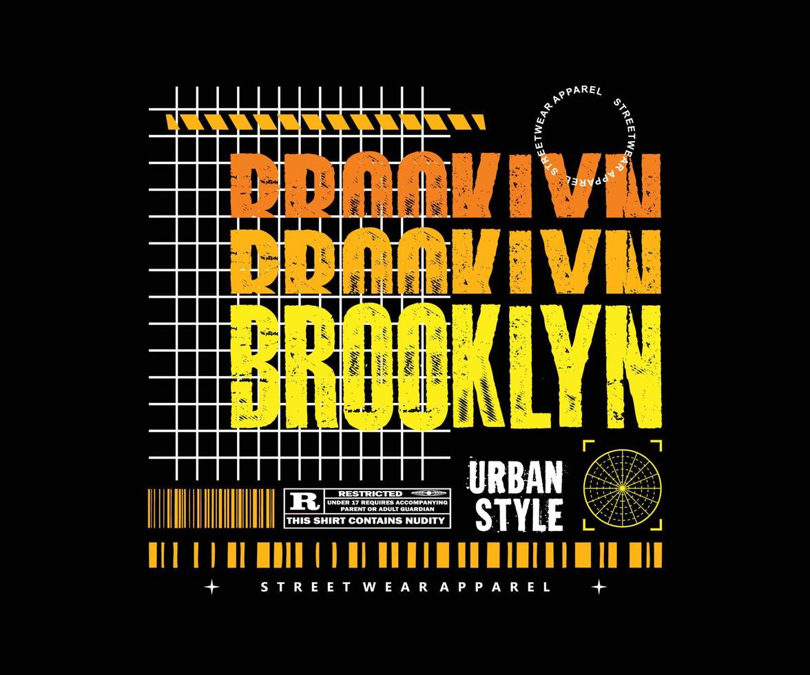 diseño gráfico estético de brooklyn para ropa creativa, para ropa de calle y diseño de camisetas de estilo urbano, sudaderas con capucha, etc. vector