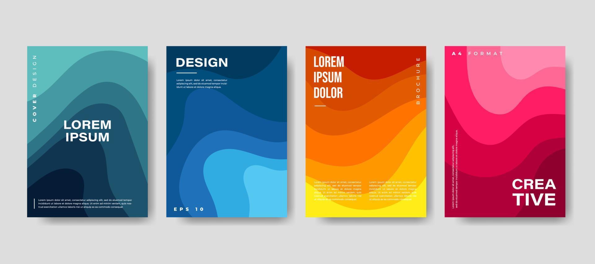 Set of colorful book cover brochure designs. Vector illustration.