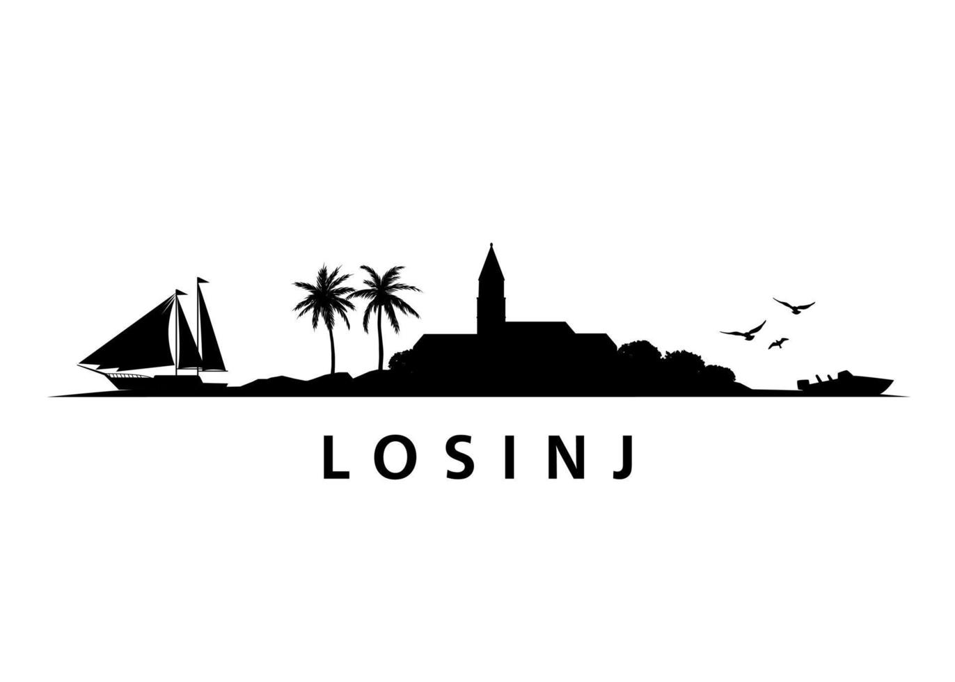 Losinj Skyline Landscape City Vector Graphic