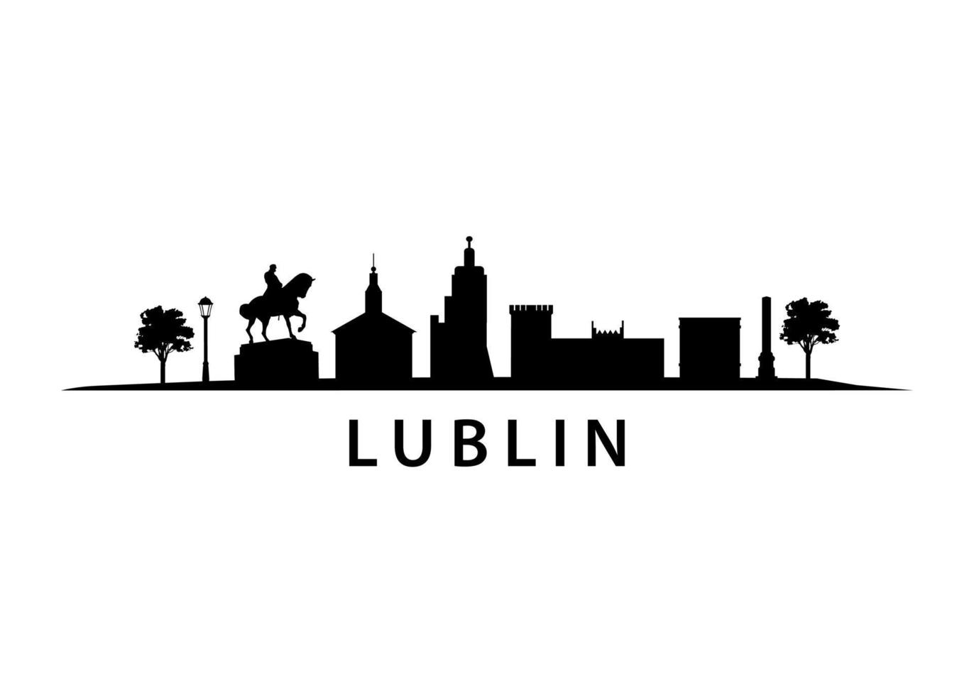 ciudad europea de lublin en polonia, edificios, calles, casco antiguo y monumentos, arquitectura polaca, paisaje panorámico horizonte gráfico vectorial plano vector