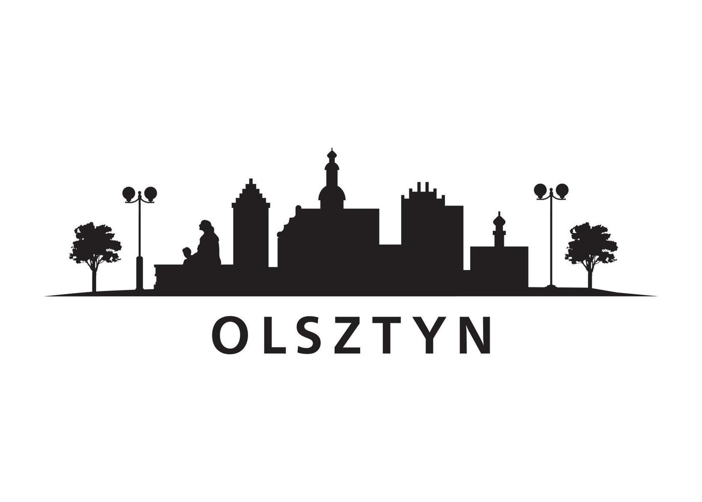 paisaje de la ciudad del horizonte de olsztyn en polonia vector