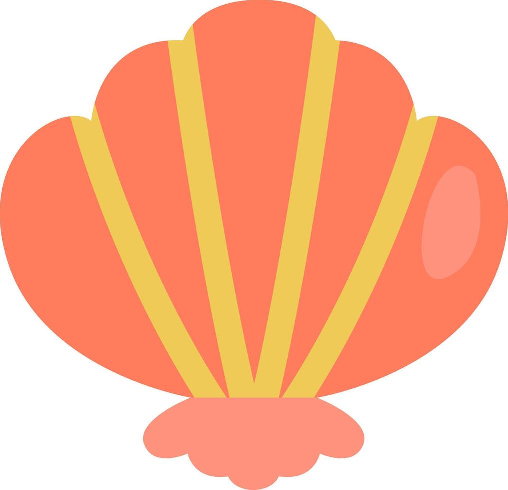 Red ocean shell, illustration, vector on a white background.