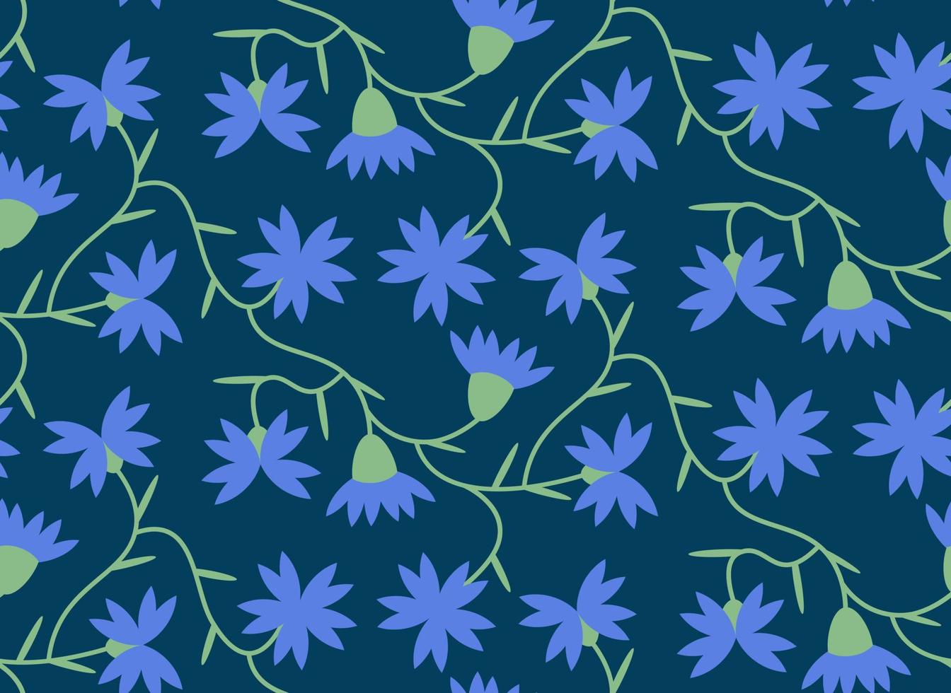 Seamless pattern with cornflowers. Beautiful design in flat style. vector
