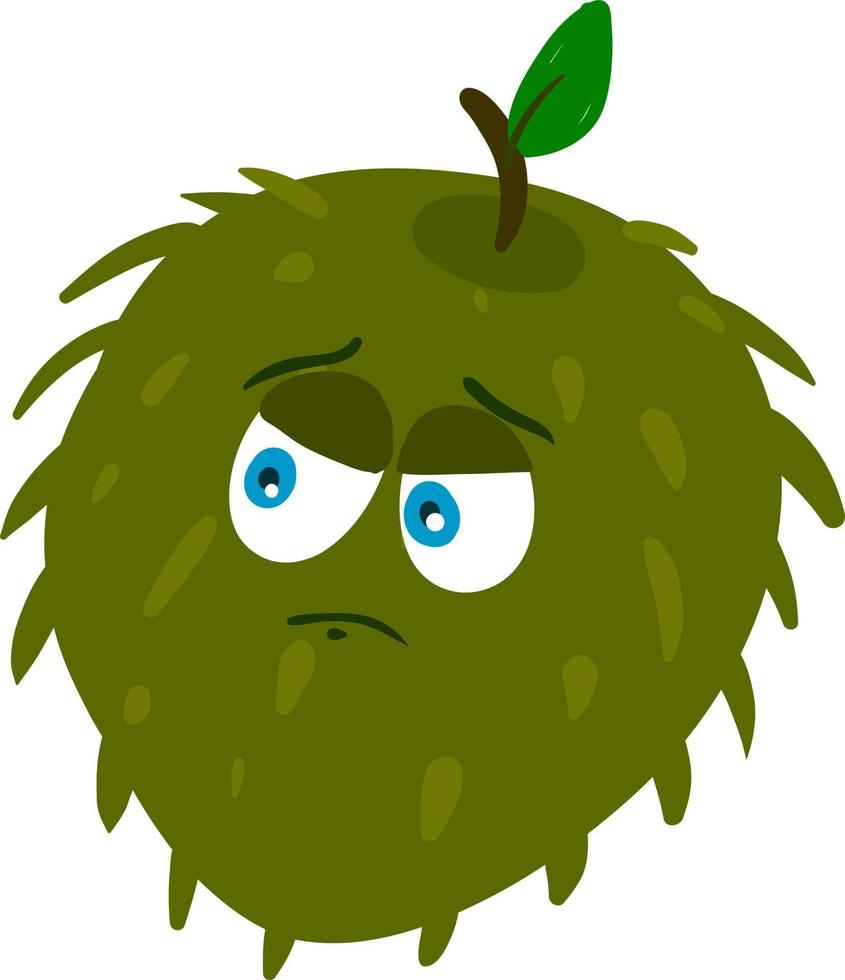Sad soursop, illustration, vector on white background.