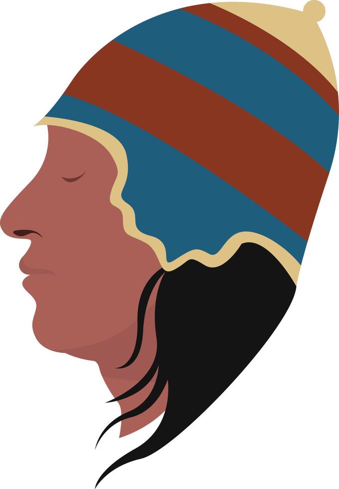 Aztec man, illustration, vector on white background.