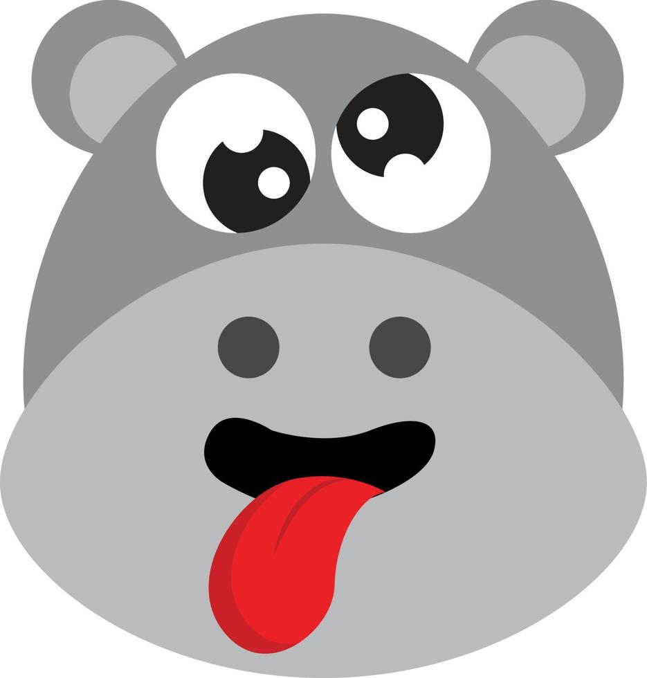 Hippo acting crazy, illustration, vector on white background.