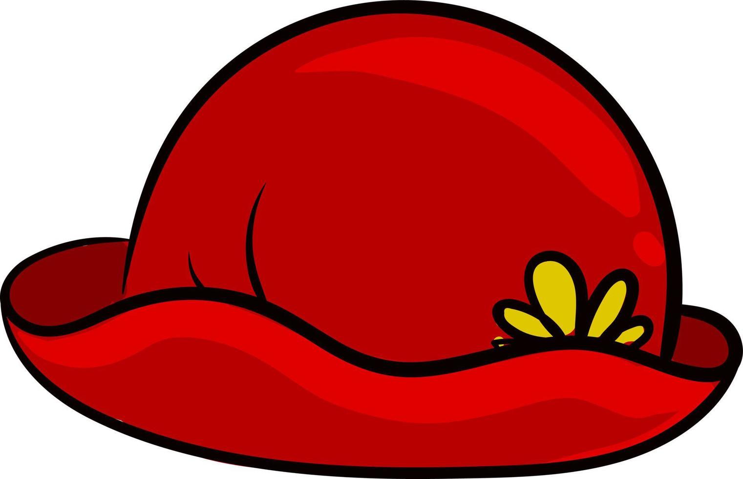 Woman red hat, illustration, vector on white background
