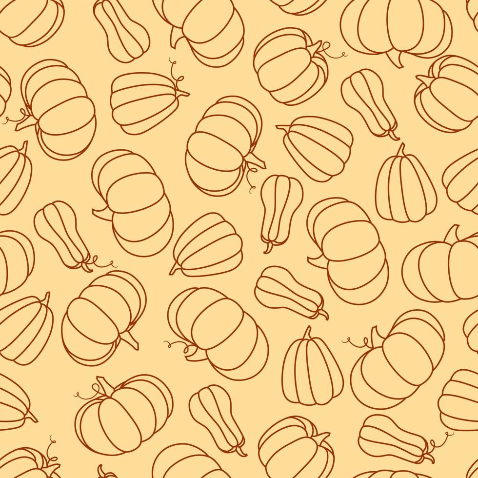 Seamless pattern with different pumpkins vector
