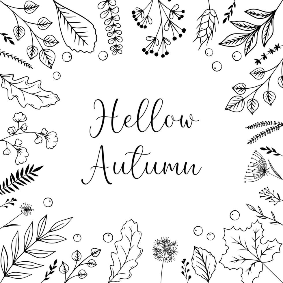 Postcard falling leaves, twigs, berries. Concept of forest, leaf fall, nature, thanksgiving vector