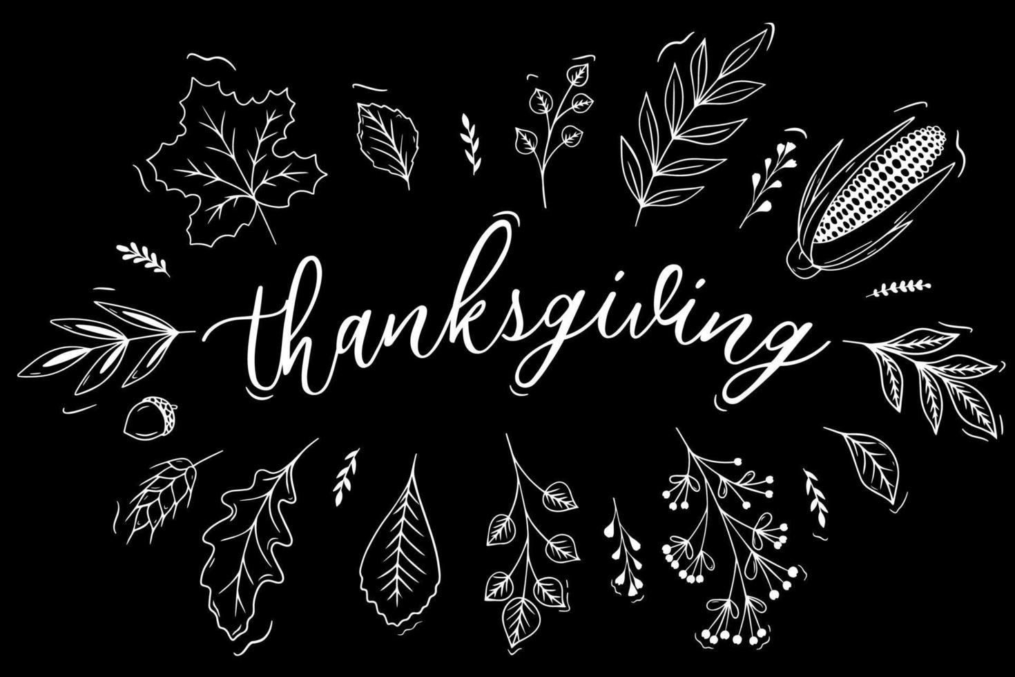 Poster for Thanksgiving. Thanksgiving card with autumn leaves. vector