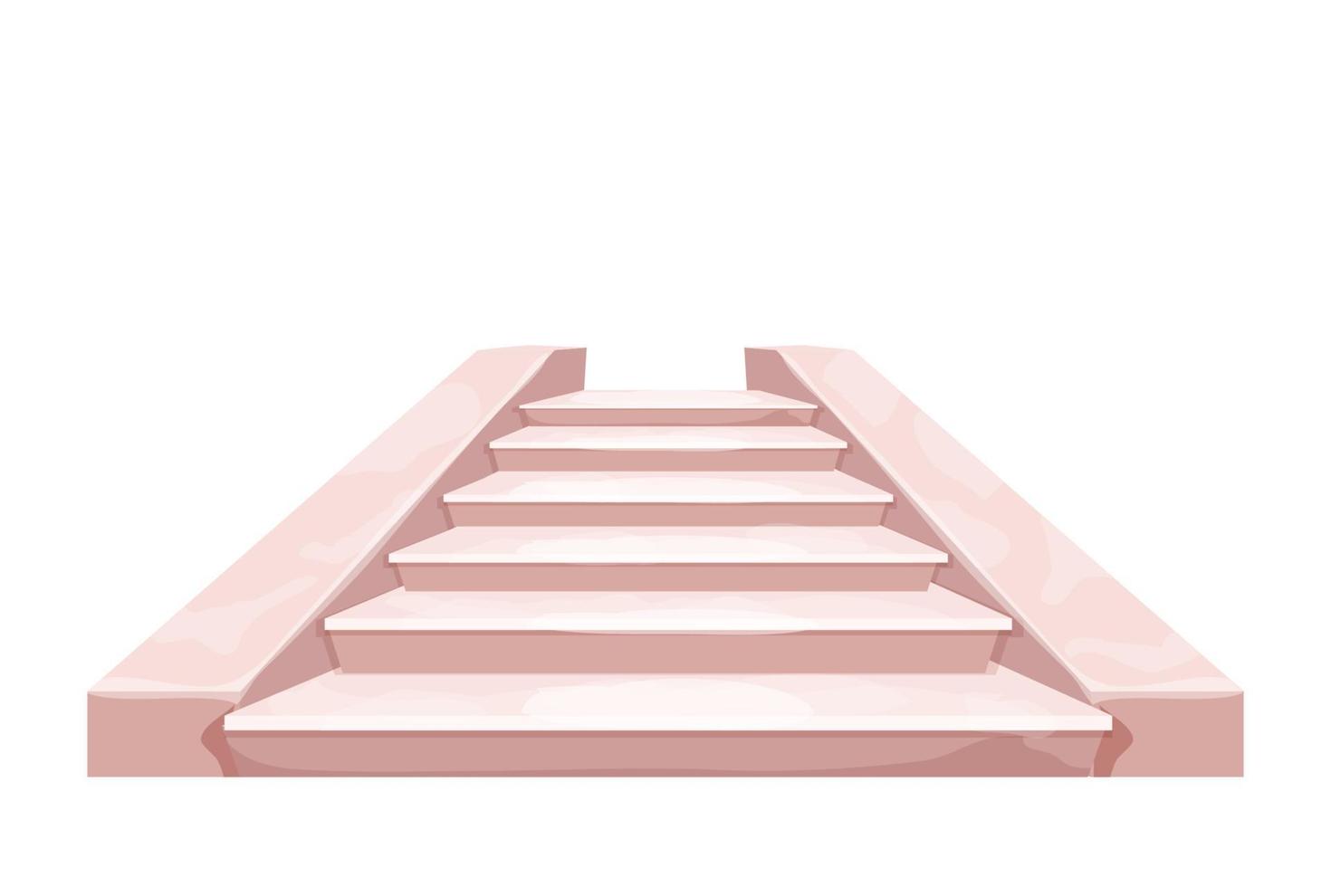 escaleras elegantes de mármol castillo interior de hadas, objeto medieval de hadas en estilo de dibujos animados aislado sobre fondo blanco. activo del juego ui, construcción interior, escenario. ilustración vectorial vector