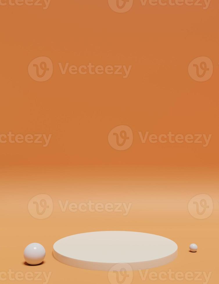 3d Rendering orange podium and minimal abstract background photo