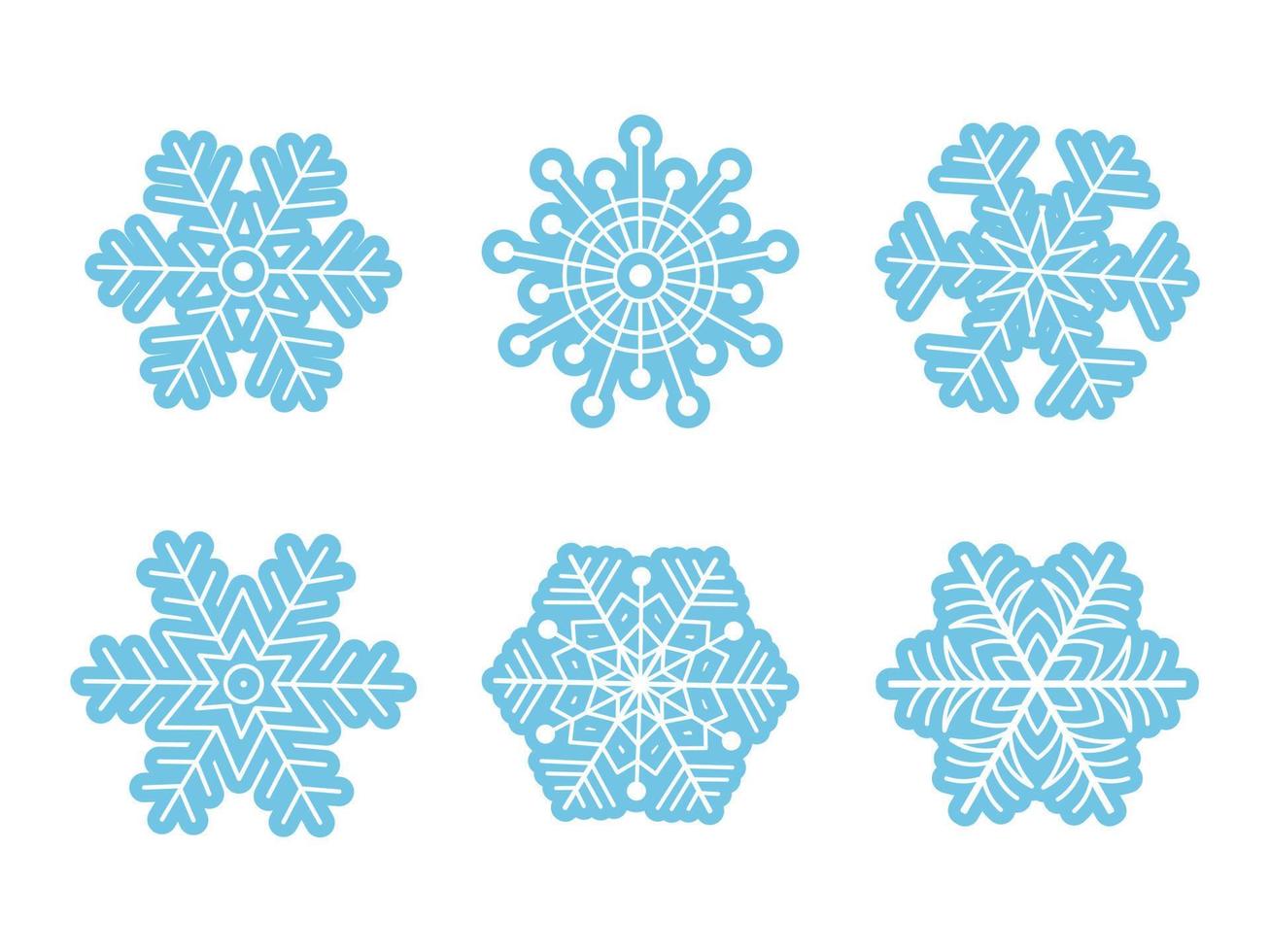 conjunto de copos de nieve azules, aislados en iconos blancos. lindos elementos. ilustración vectorial vector