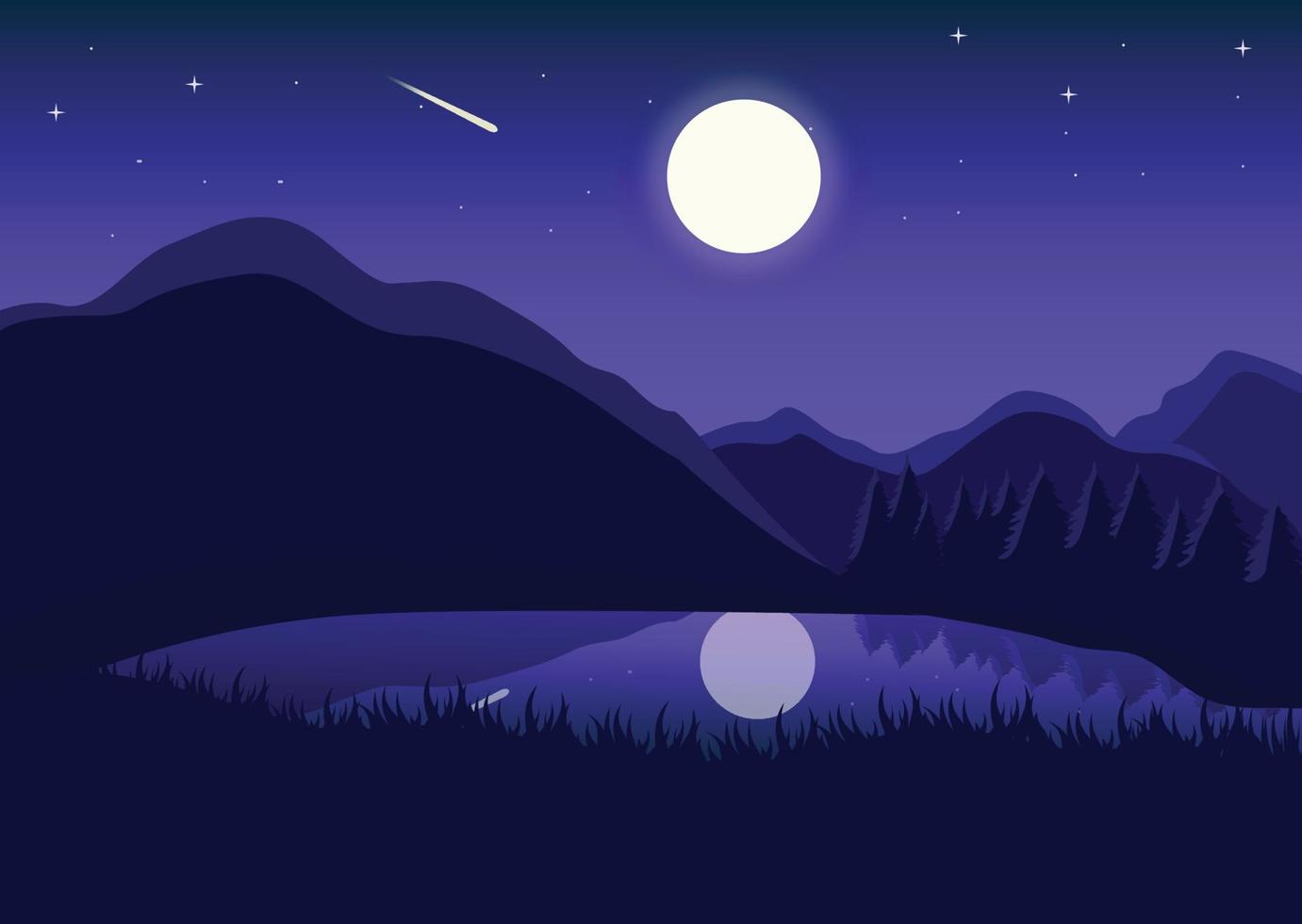 diseño de ilustración de vector de paisaje de vista de noche