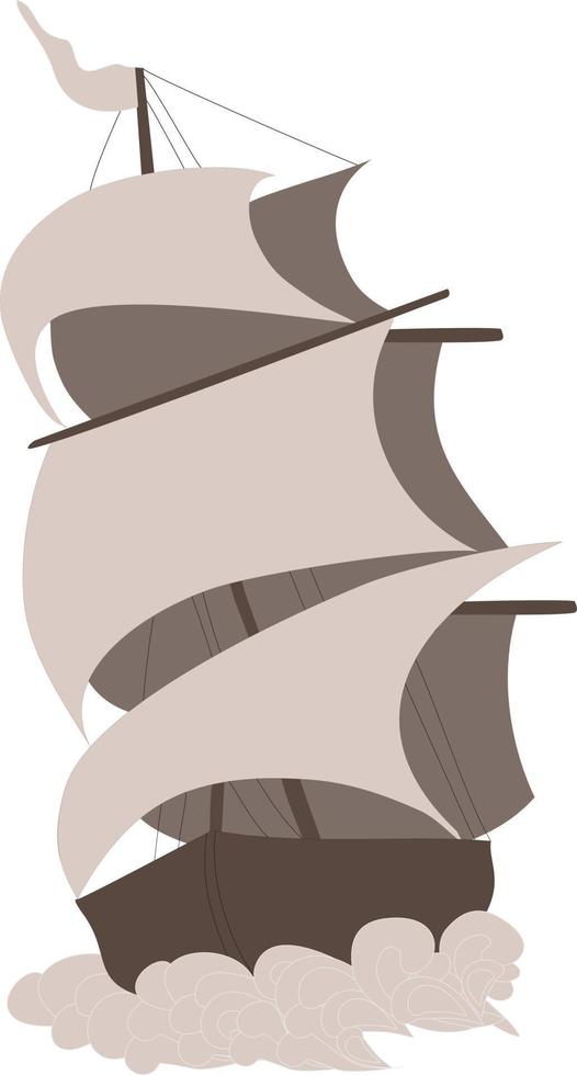 Ship in beige and brown tones. vector