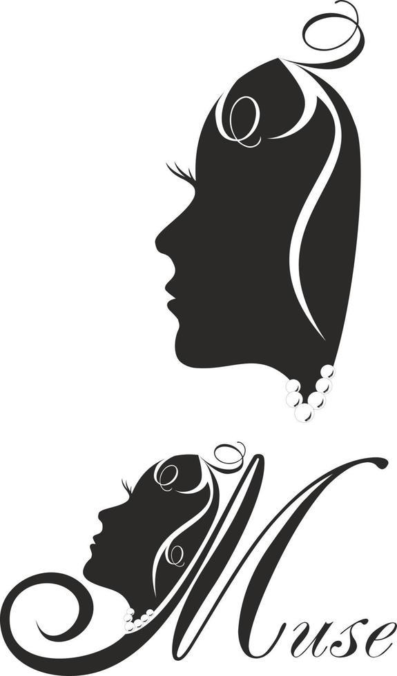 Half-image of a girl's face. Use it as a logo. Logo of the Muse girl. vector