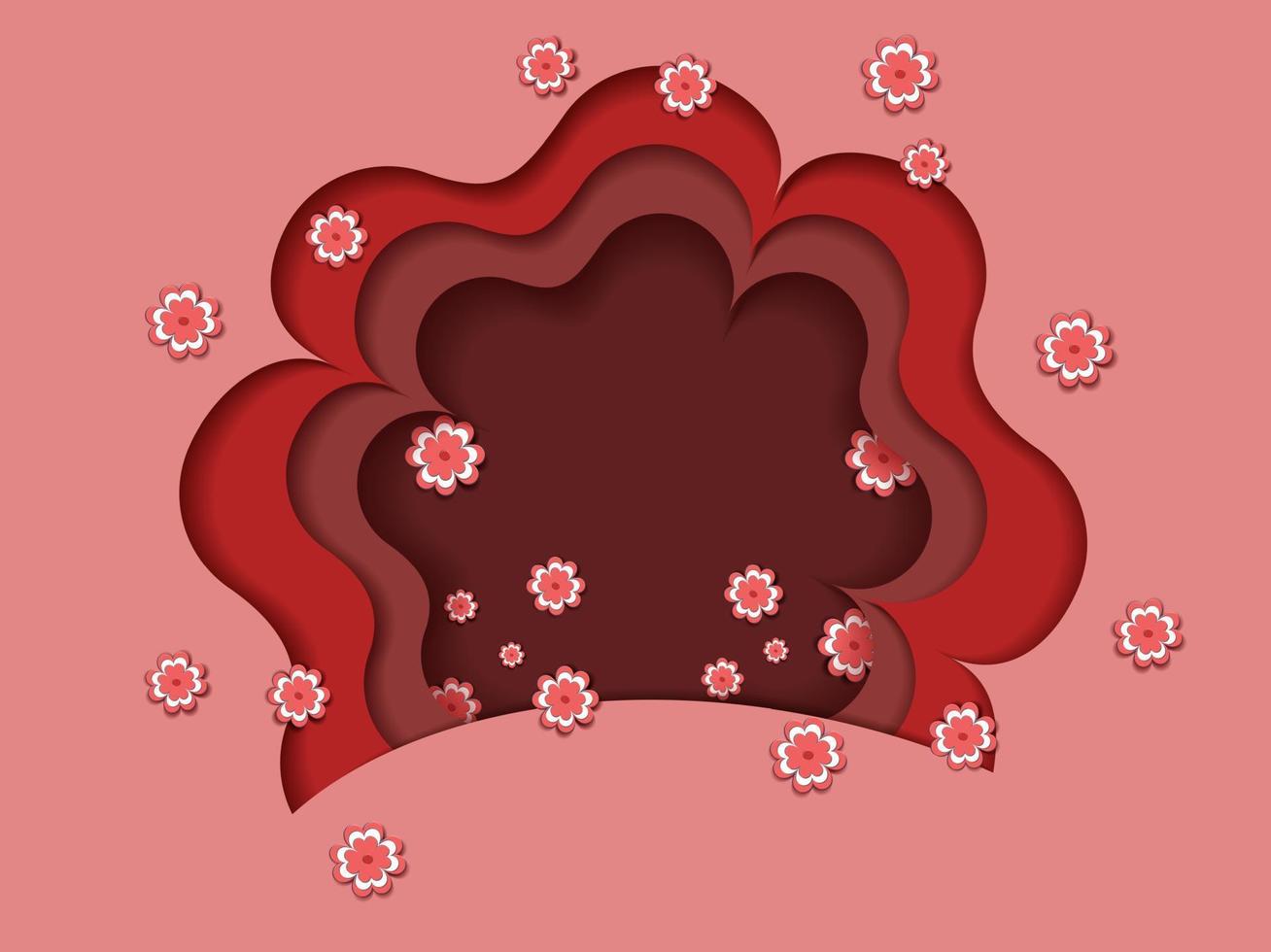 Vector illustration in the style of a paper clipping. A tree in flowers.  Sakura flowers made of paper