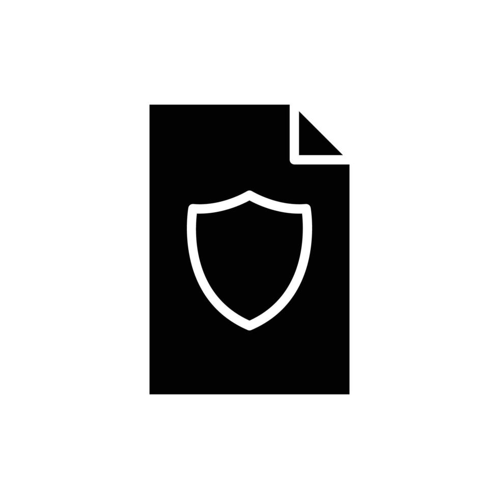 Paper document glyph icon illustration with shield. icon related to protect document, protect file. Simple vector design editable. Pixel perfect at 32 x 32