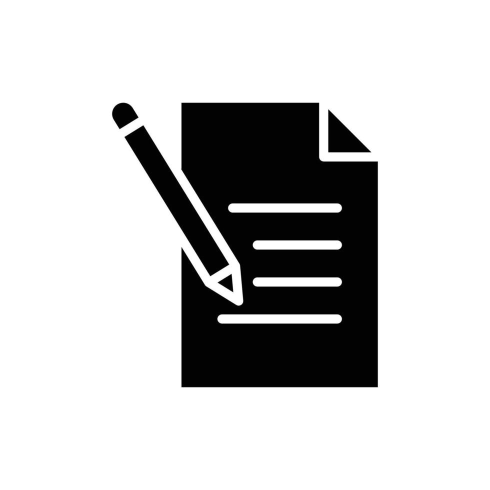 Paper document glyph icon illustration with pencil. icons related to writing document. Simple vector design editable. Pixel perfect at 32 x 32