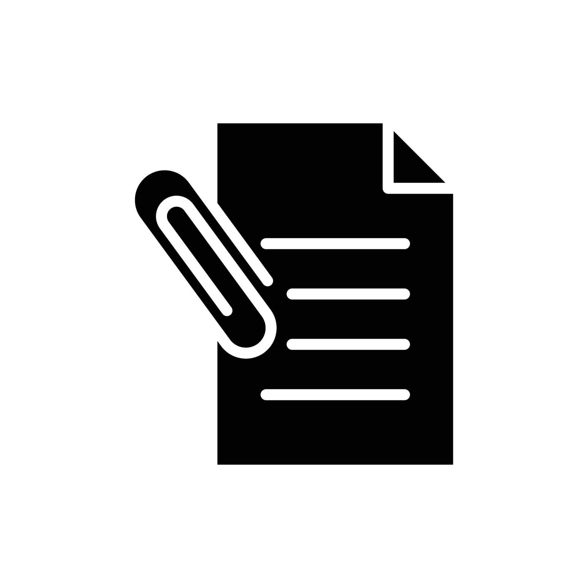 Paper document glyph icon illustration with paper clip. icons related