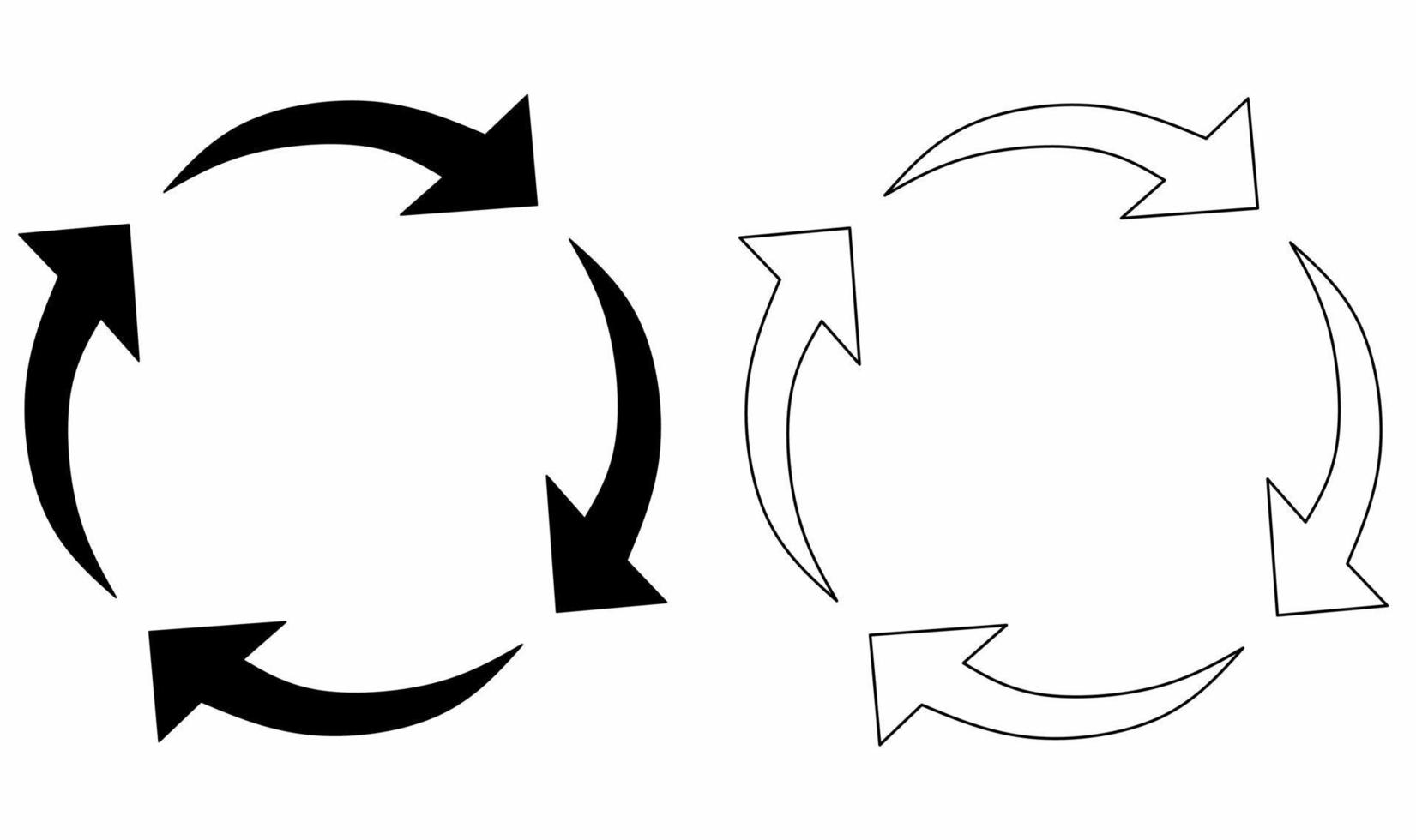 contorno conjunto de iconos de flechas circulares aislado sobre fondo blanco vector