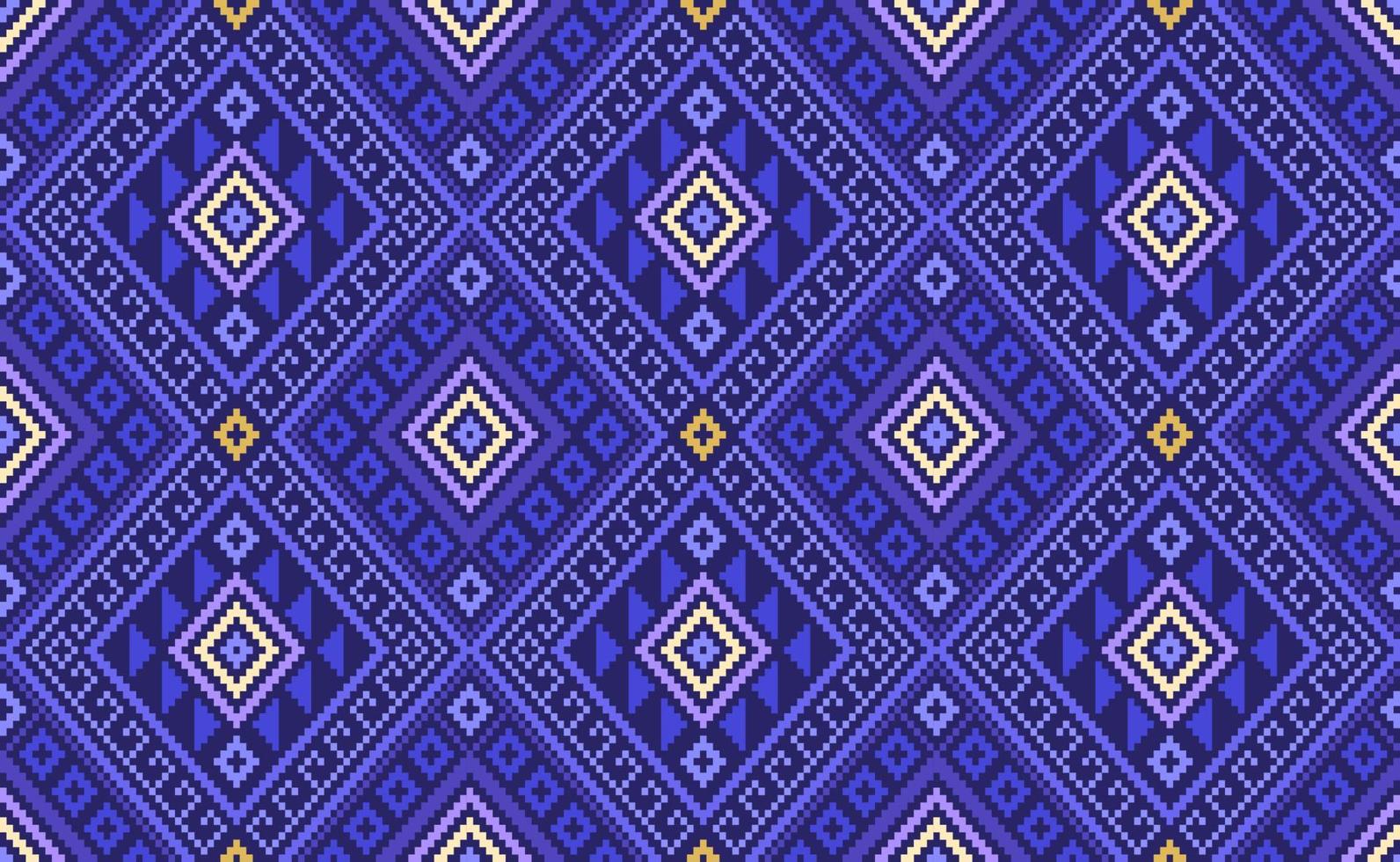 Geometric ethnic pattern, Vector embroidery Morocco background, Pixel line aztec style