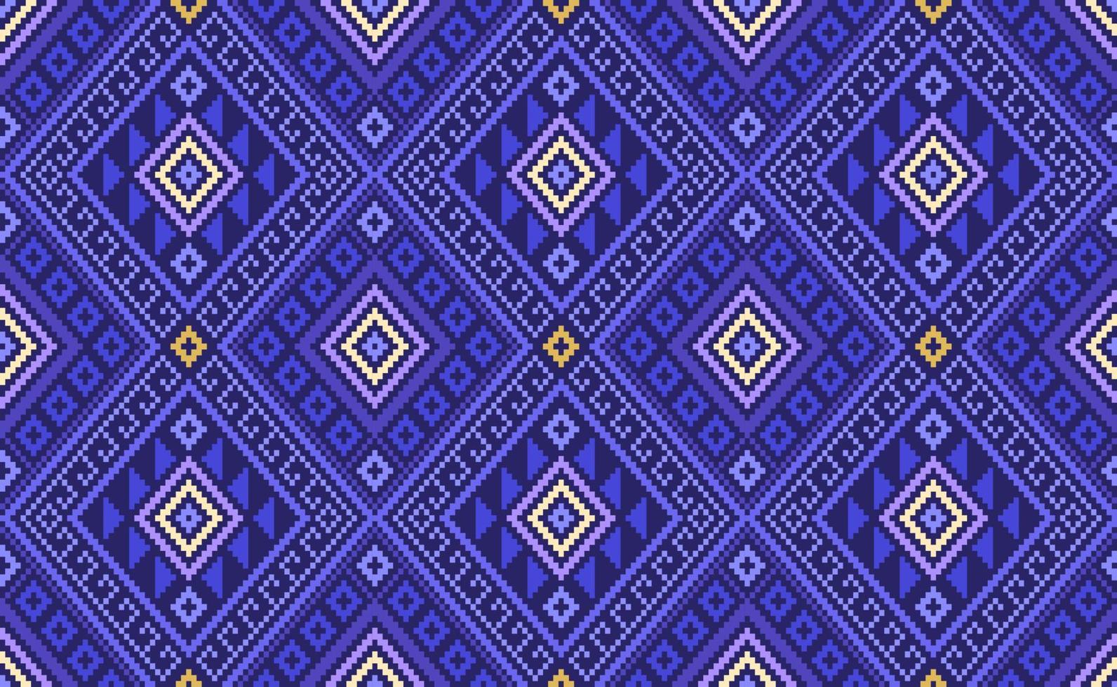 Geometric ethnic pattern, Vector embroidery Morocco background, Pixel line aztec style