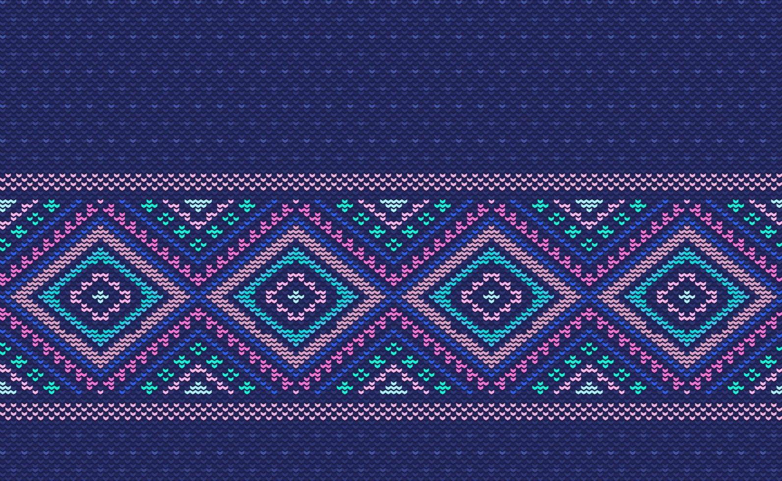 Vector cross stitch beautiful background, Knitted ethnic pattern, Embroidery decoration oriental style