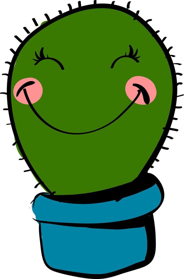 Happy cactus, illustration, vector on white background.