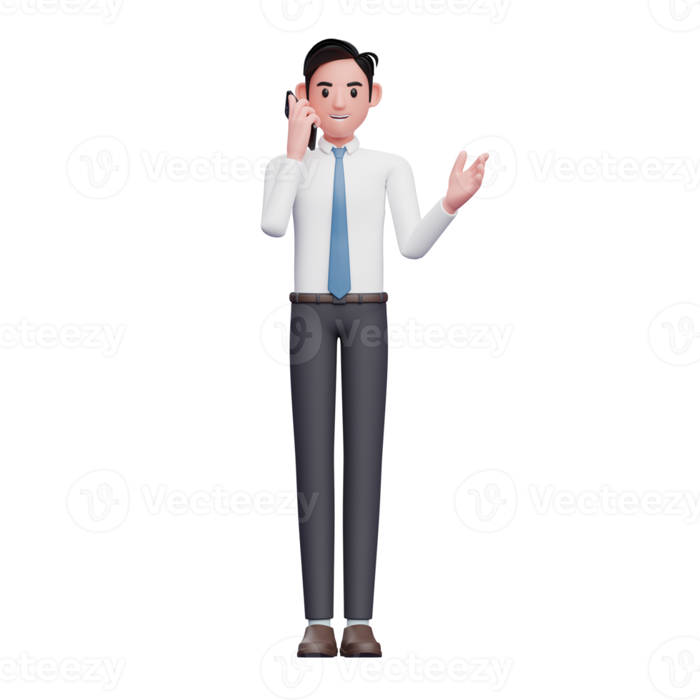 businessman making phone calls, 3d illustration of businessman using phone 13750552 PNG