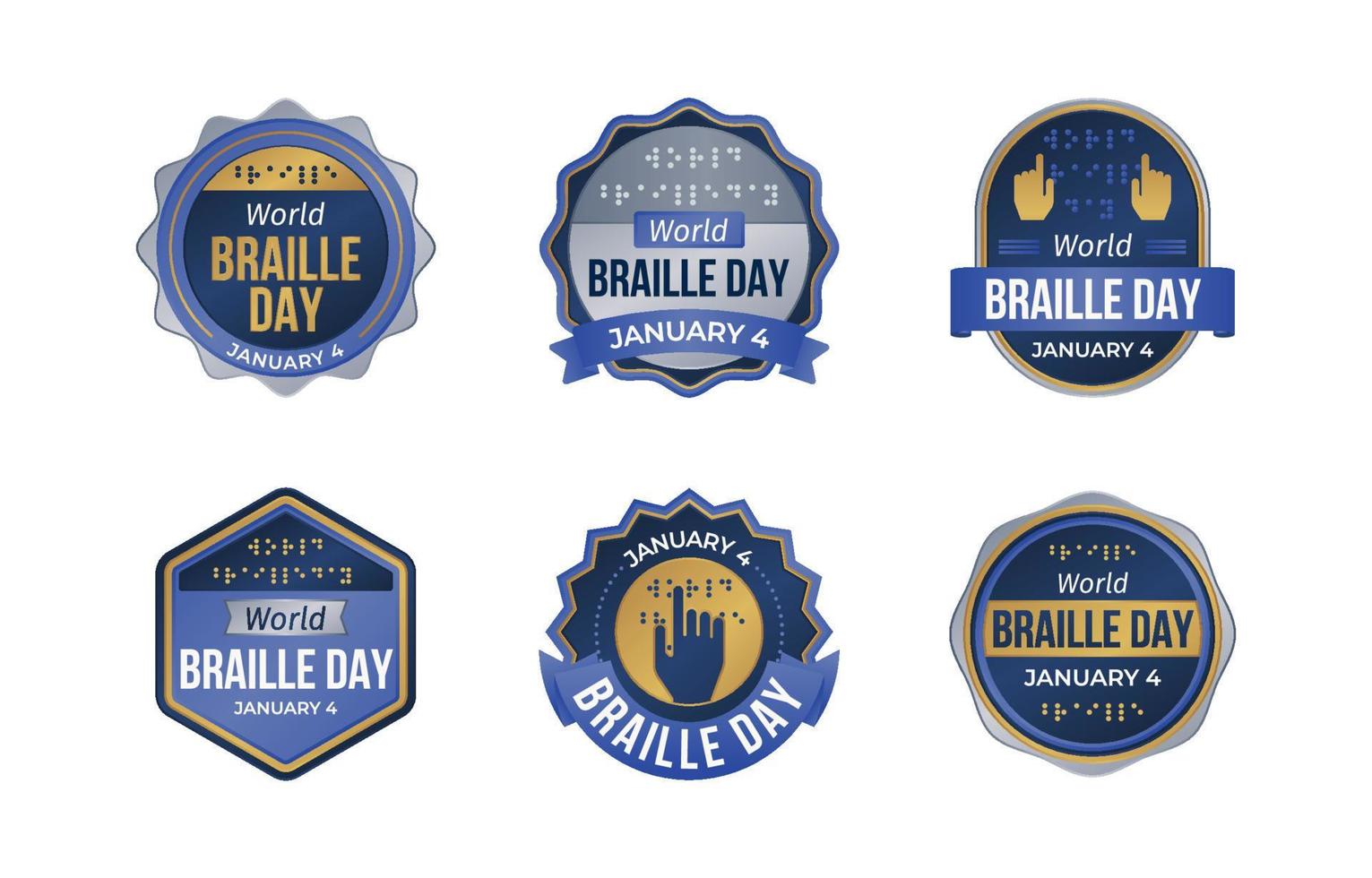 World Braille Day Badge Set vector