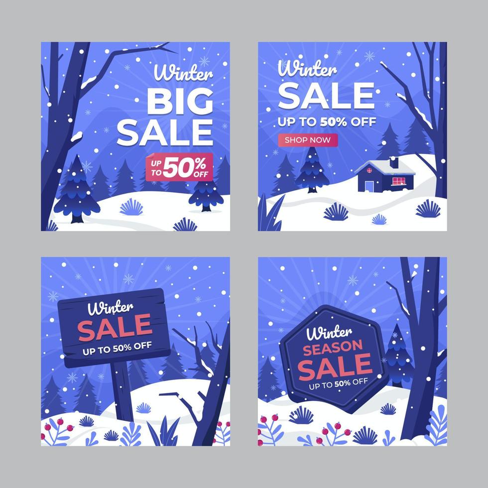 Winter Sale Social Media Post vector