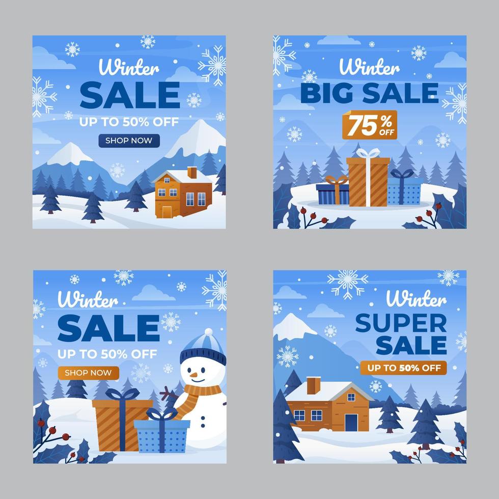 Winter Sale Social Media Post vector