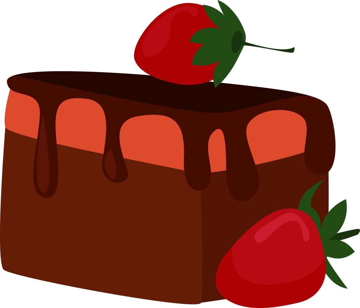 Chocolate brownie, illustration, vector on white background