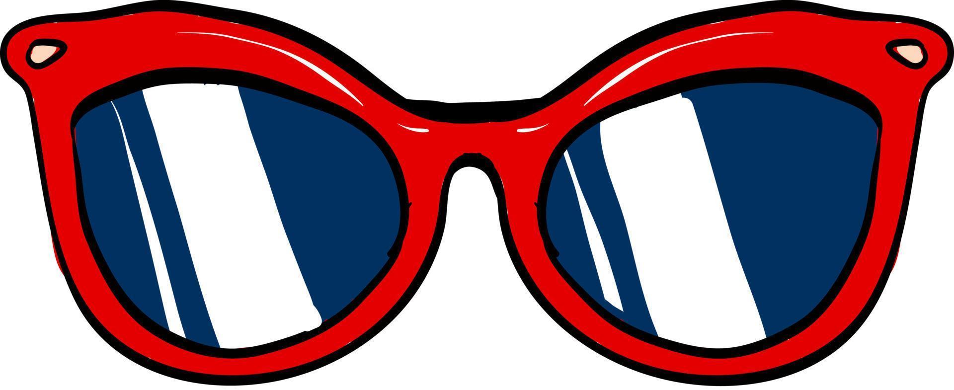 Red sunglasses, illustration, vector on white background.