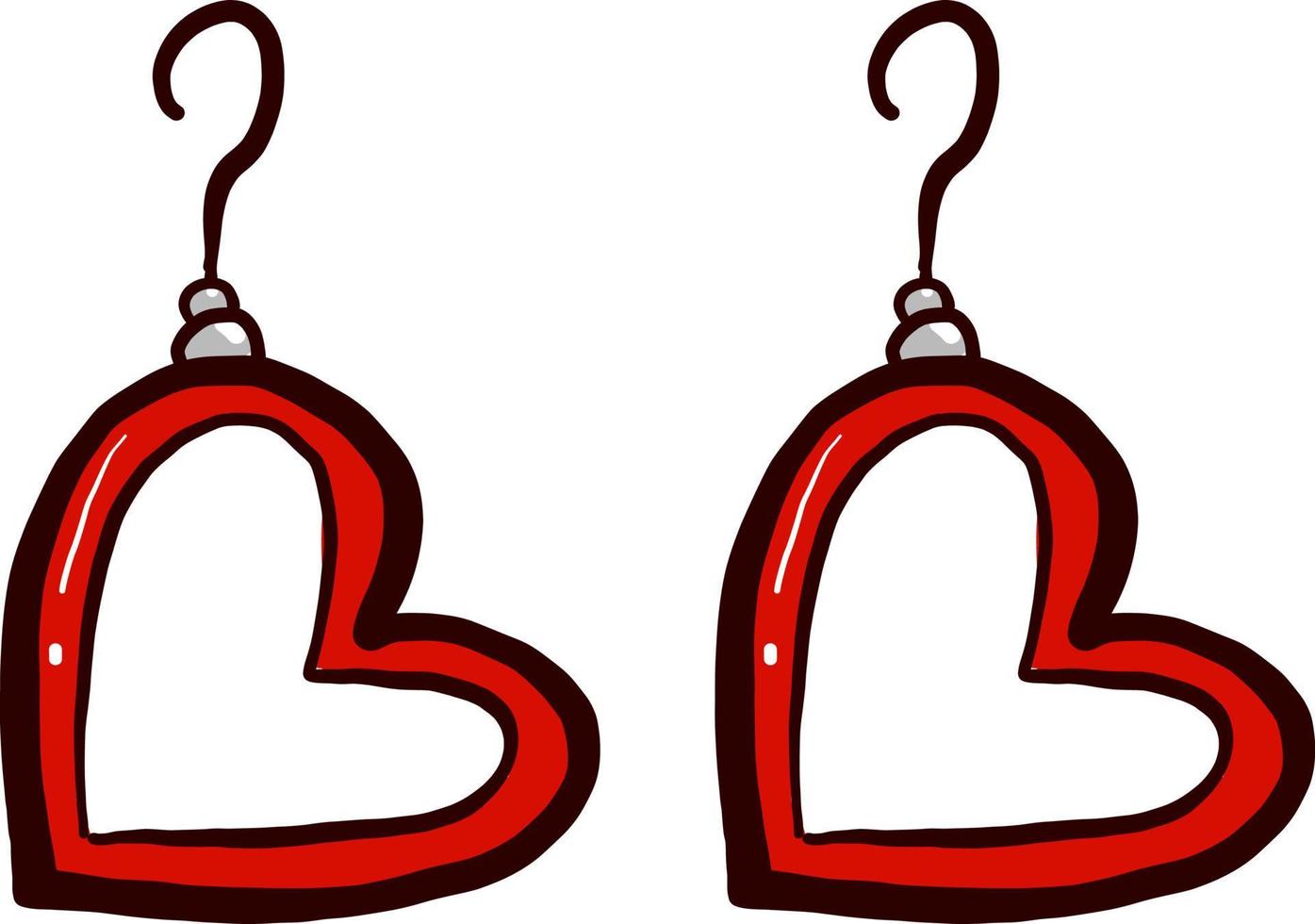 Heart earrings , illustration, vector on white background