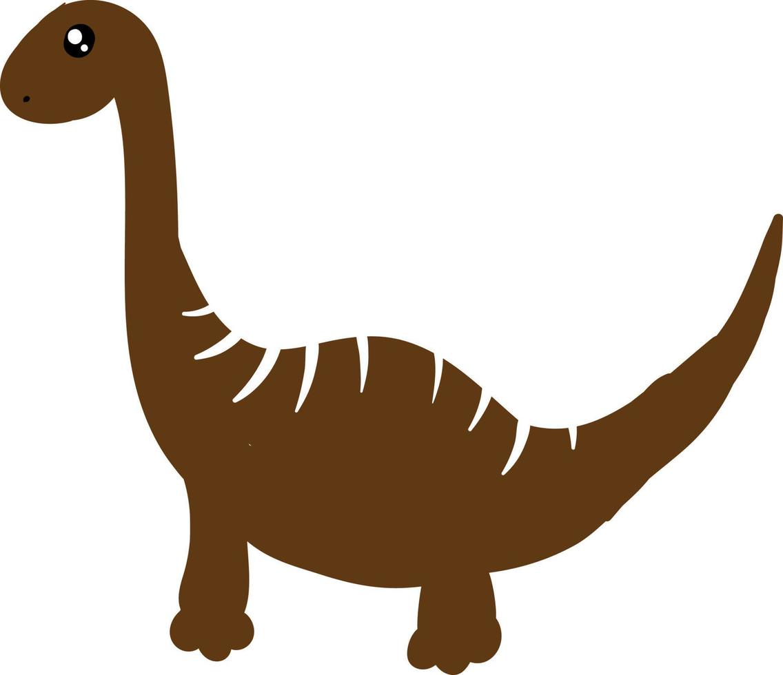 Brown brachiosaurus, illustration, vector on white background.