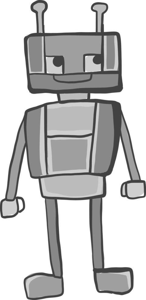 Grey robot, illustration, vector on white background