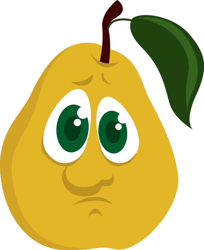 Sad yellow pear, illustration, vector on white background