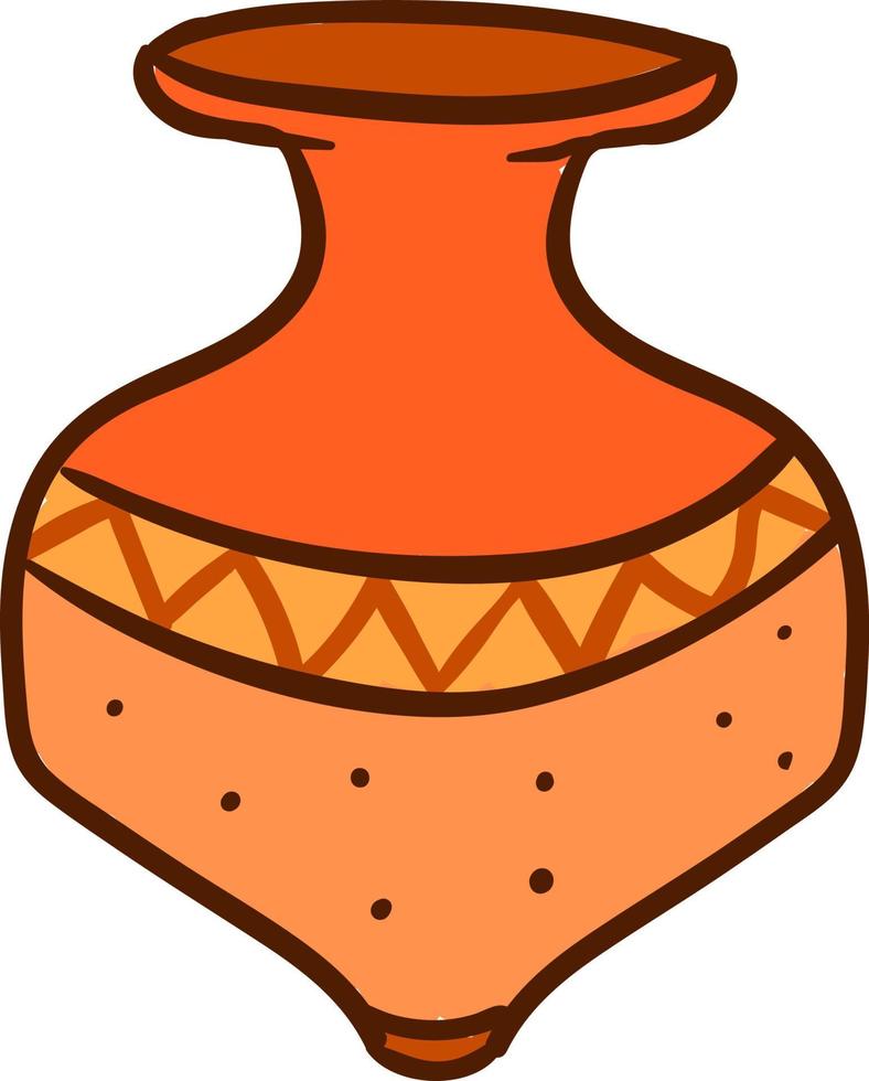 Orange vase, illustration, vector on white background