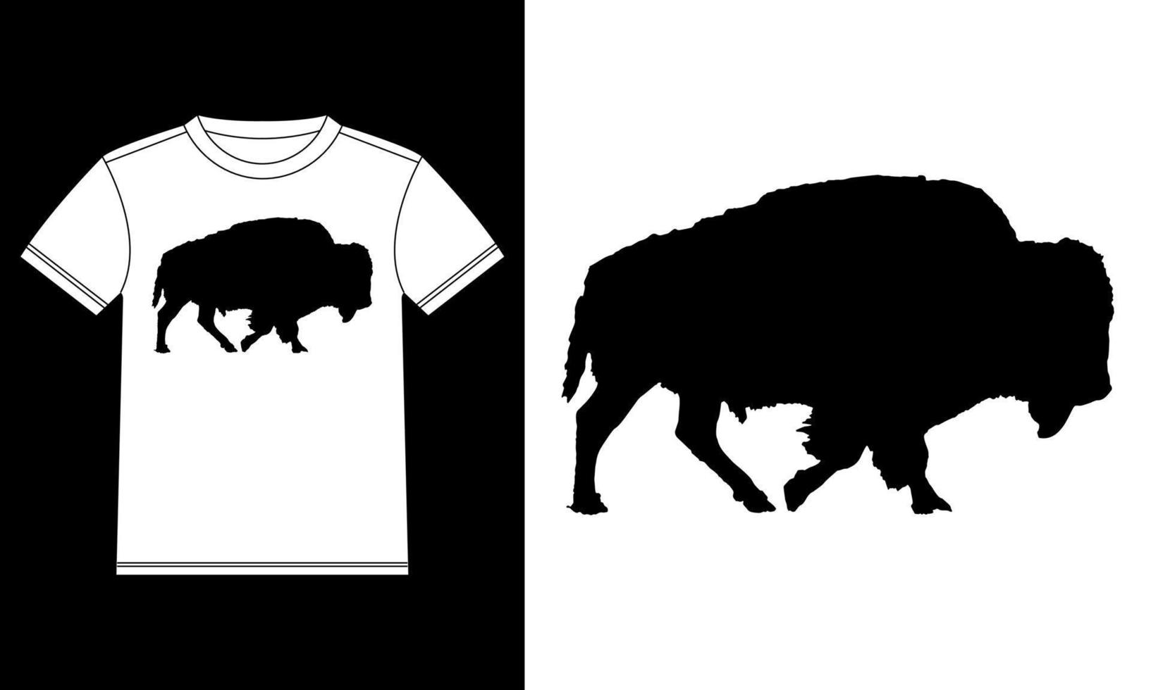 camiseta silueta hermano bisonte americano vector