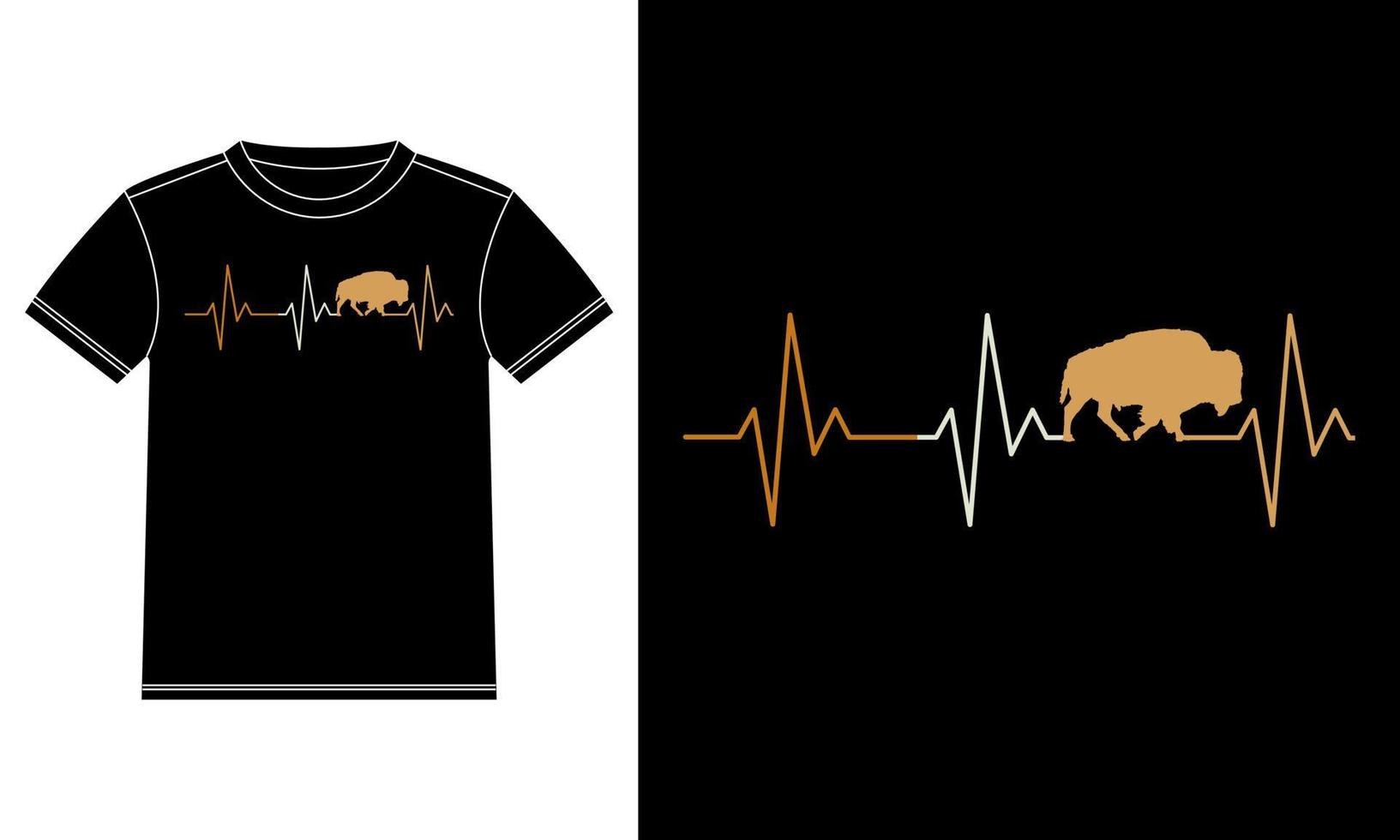 Bison with Heartbeat T-shirt Design vector