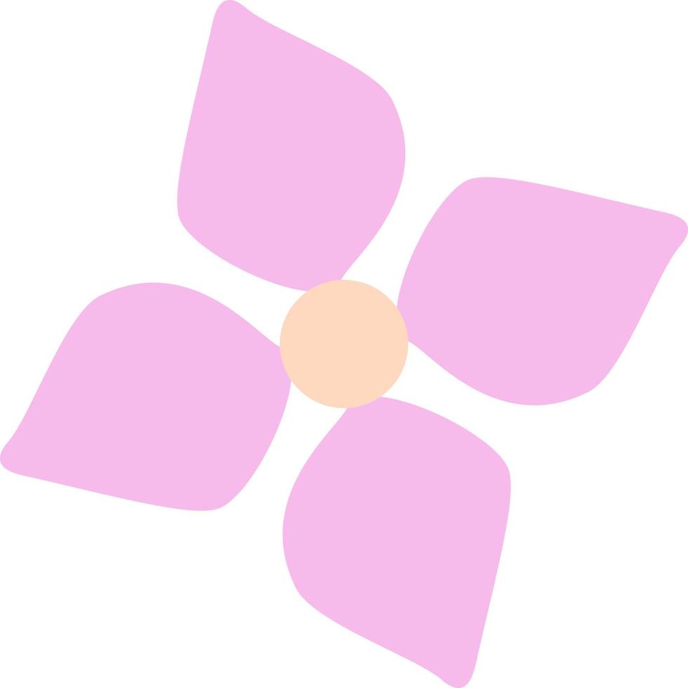 flor rosa con cuatro pétalos, ilustración, vector, sobre un fondo blanco. vector