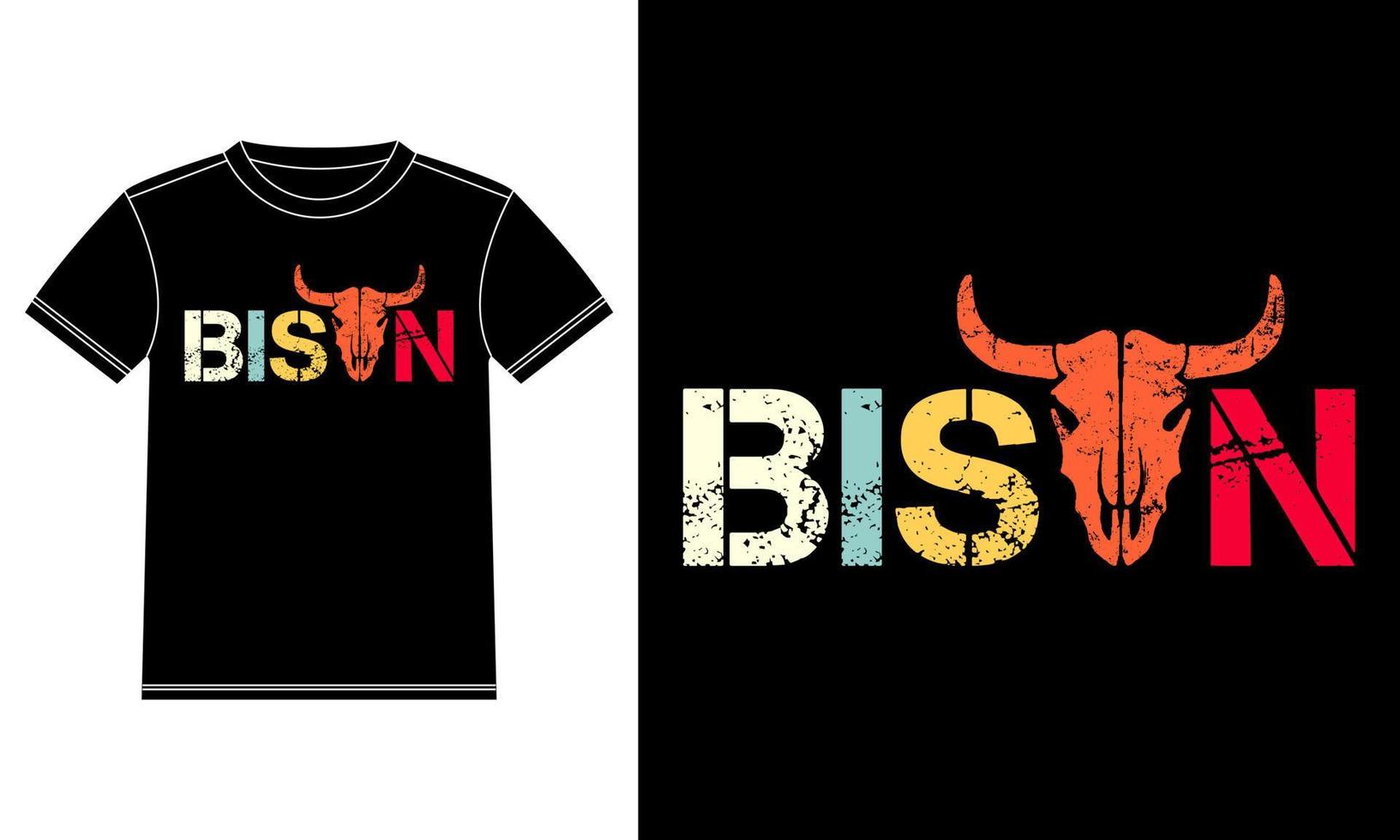 Bison Head Face Typography T-shirt Design vector
